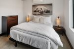 Queen bed with luxury linens
